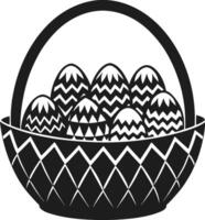 Easter Basket with Zigzag Patterned Eggs Illustration vector