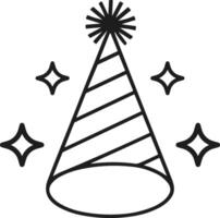 Festive Party Hat with Sparkles - Line Art vector