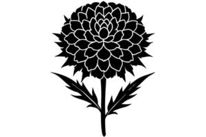 Simple Marigold Flower Line Art in Monochrome vector