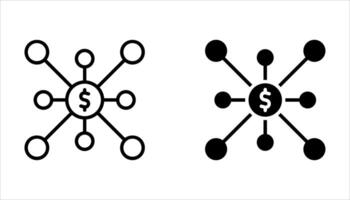 financial network icon set on white background vector