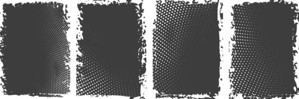 Set of different black Grunge and halftone textured banner backgrounds, Overlay texture background set vector