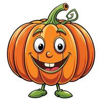 A Single Orange Pumpkin Cartoon on a White Background vector