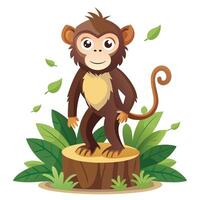 Cute monkey cartoon character vector