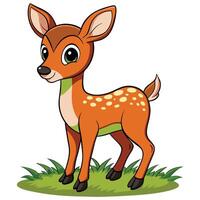 Deer standing in grass field sticker vector