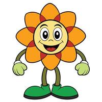 A cartoon drawing of a yellow flower vector