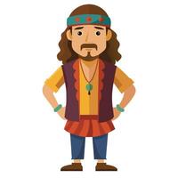 Groovy Hippie Man Cartoon Illustration vector