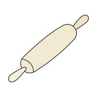 illustration of a beige wooden rolling pin on a white background. Kitchen utensils. vector