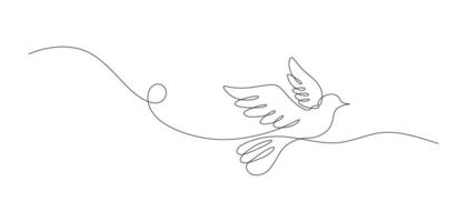 Continuous line drawing of flying bird shape. Single line drawing dove. vector