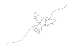 Continuous line drawing of bird shape. Single line drawing dove. Love symbol. vector