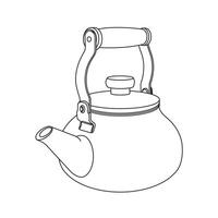 Line drawing of a kettle, a gourd shape, suitable for boiling hot water and making tea. vector