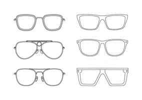 6 Styles of Eyeglass Line Drawings vector