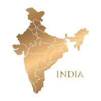 Golden line drawing of India and the name of India. vector