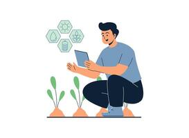 Illustration of an Modern Farming Technology Monitoring vector