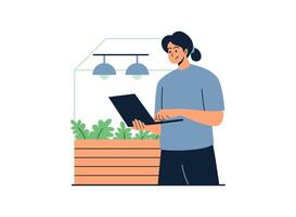 Illustration of an Modern Farming Technology Monitoring on Laptop vector