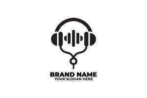 Stylized Audio Logo with Waveform and Headset vector