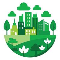 Creative green city of future design on a white background vector
