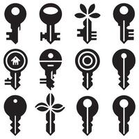 Set of an silhouette key design on a white background vector