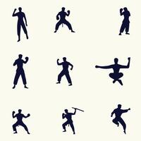 Martial arts silhouettes set of martial arts characters vector