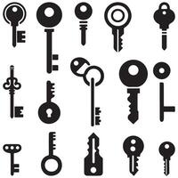 silhouette key set design on a white background vector