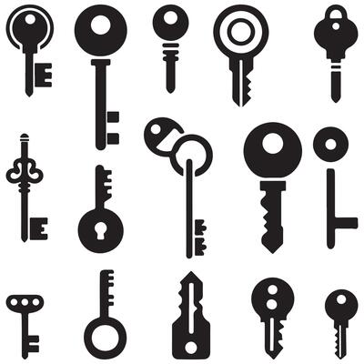 silhouette key set design on a white background