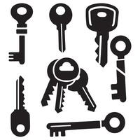 key set silhouette design on a white background vector