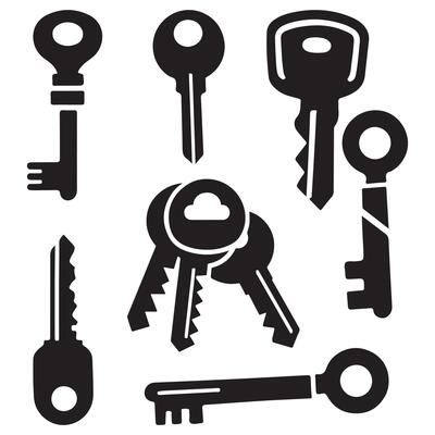 key set silhouette design on a white background