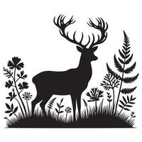 Deer in Forest Silhouette Graphics vector