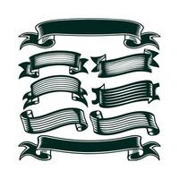 Classic Wavy Vintage Ribbon Collection Retro Flowing Design vector