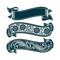 Luxurious Satin Look Vintage Ribbon Set Ornamental Designs vector