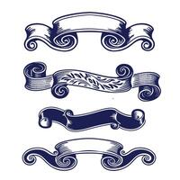 Engraved Victorian Style Ribbon Set Elegant and Premium Design vector