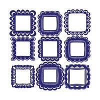 A group of Floral style square frame design vector