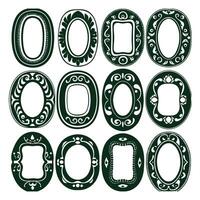 A combo set of oval shape old style frame Design vector