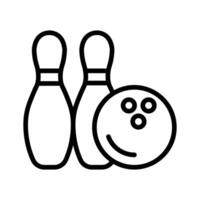 Bowling setup with pins and ball for recreational games.. vector