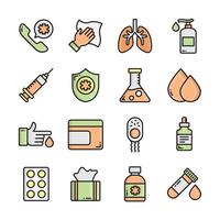A set of icons representing various medical and healthcare elements. vector