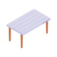 An isometric icon of a wooden rectangular table, ready to use vector