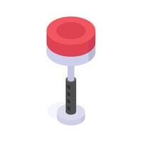 Stylish bar stool with a red cushion and metal stand. vector