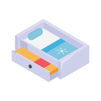 A cozy bed with built in storage drawers, perfect for small spaces. vector