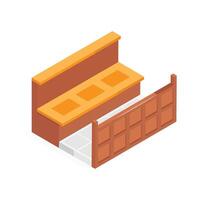 Practical wooden shoe rack with built-in seating for convenience. vector