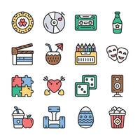 A collection of icons, representing a range of leisure and entertainment activities vector
