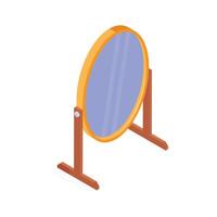 An isometric icon of a round decorative mirror vector