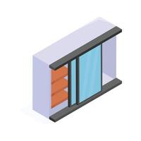 Isometric icon of a Modern Sliding Glass Window with Shelves vector