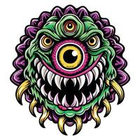 a monster head with large eyes and teeth vector