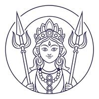 the goddess of hinduism is holding two spears vector