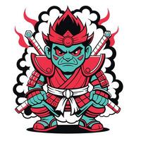 a cartoon character with red and green armor vector