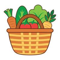 basket of vegetables illustration design vector