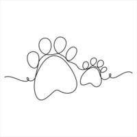 Paw Print One Line continuous single line art drawing vector