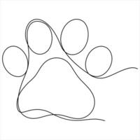 Paw footprints of dog or cat oneline continuous single line animal drawing of illustration vector