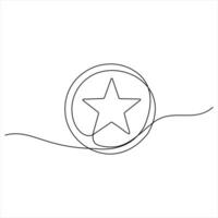 Continuous single line drawing star One line drawing background Linear star icon graphics illustration vector
