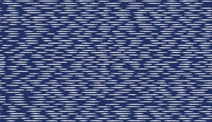 Simple hand drawn seamless engraving dash line abstract pattern on Japanese indigo blue, Ethnic folk inspired wood carving, brush line textured surface background, simple and calm graphic