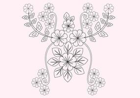 Flower pattern for embroidery elements Bundle With Leaves Coloring Page Graphic Elements Outline vector